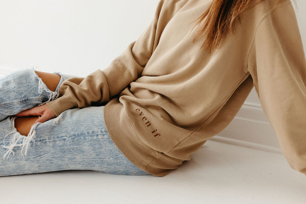Even if Tan Crew Neck