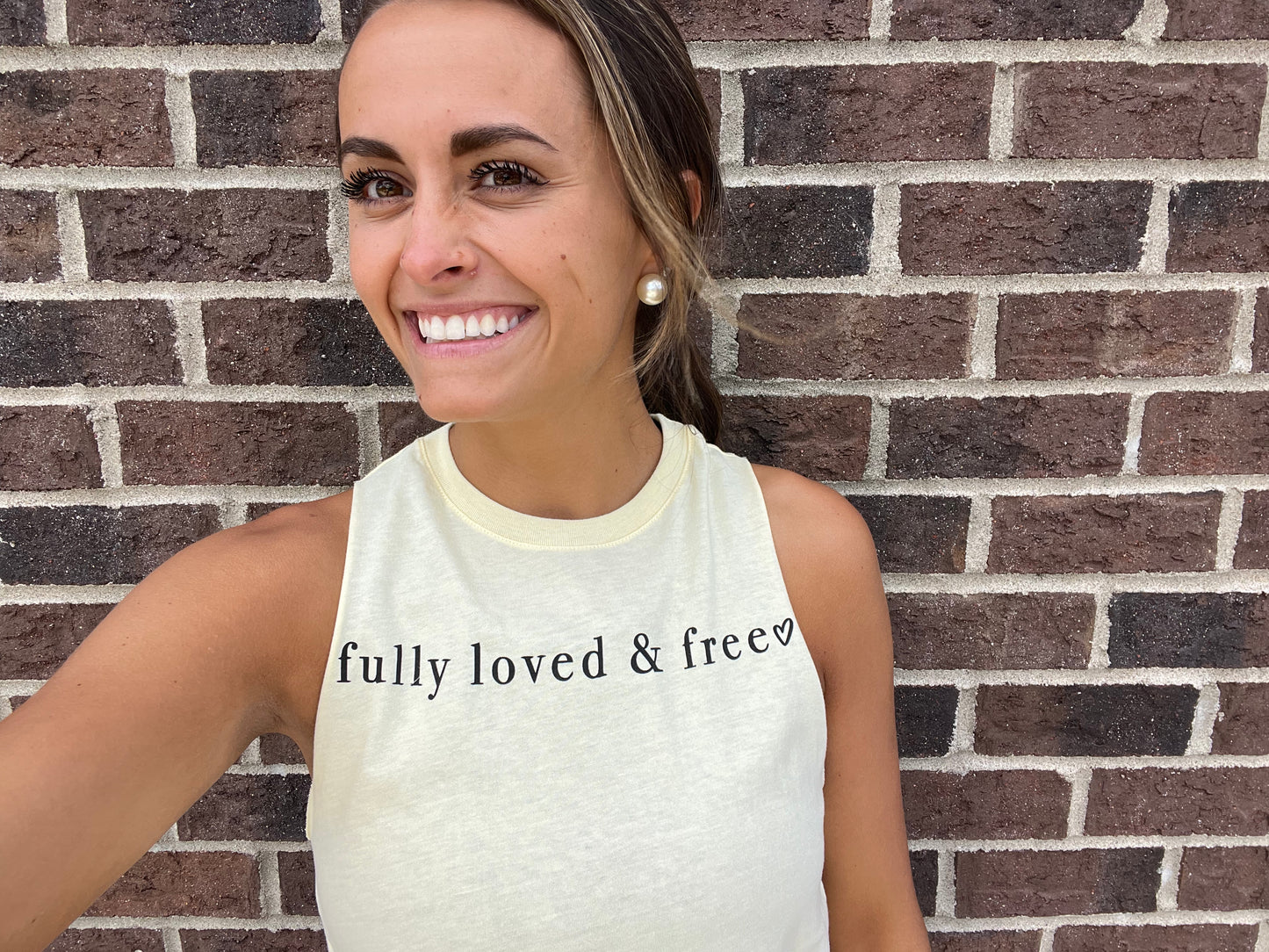 Fully Loved and Free Yellow Cropped Tank