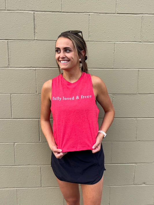 Fully Loved and Free Red Cropped Tank