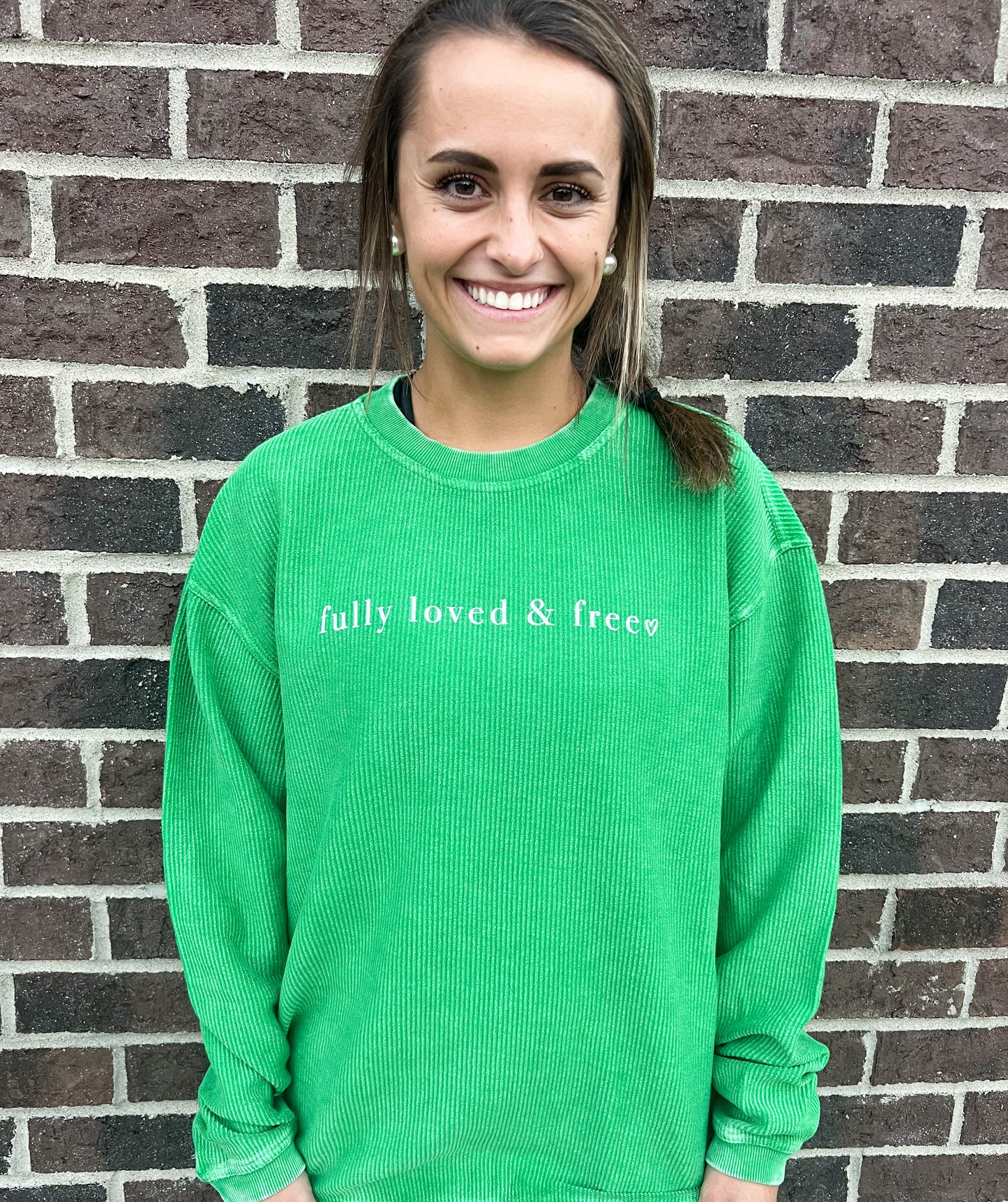 Fully Loved and Free Kelly Green Crew