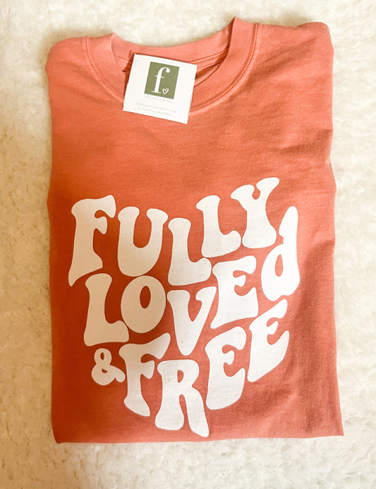 Fully Loved and Free terracotta tee