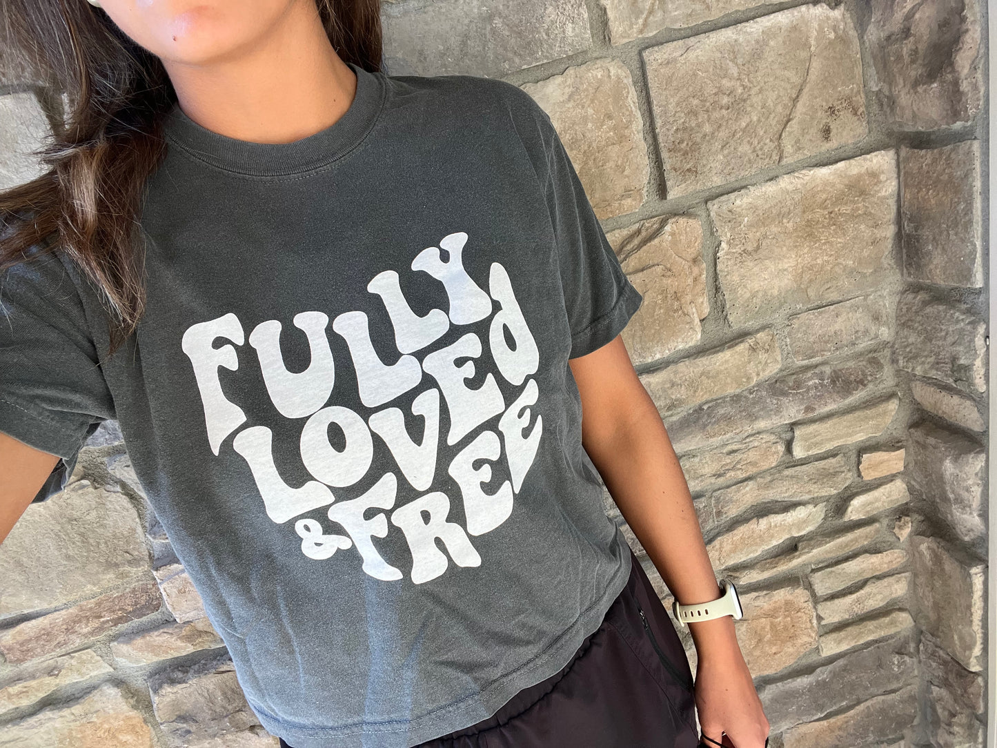 Fully Loved and Free Mid-length Grey Tee