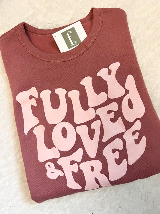 Fully Loved and Free Mid-length Mauve Crew