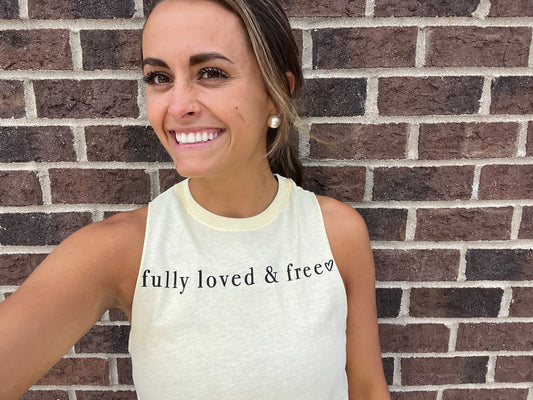 Fully Loved and Free Yellow Cropped Tank