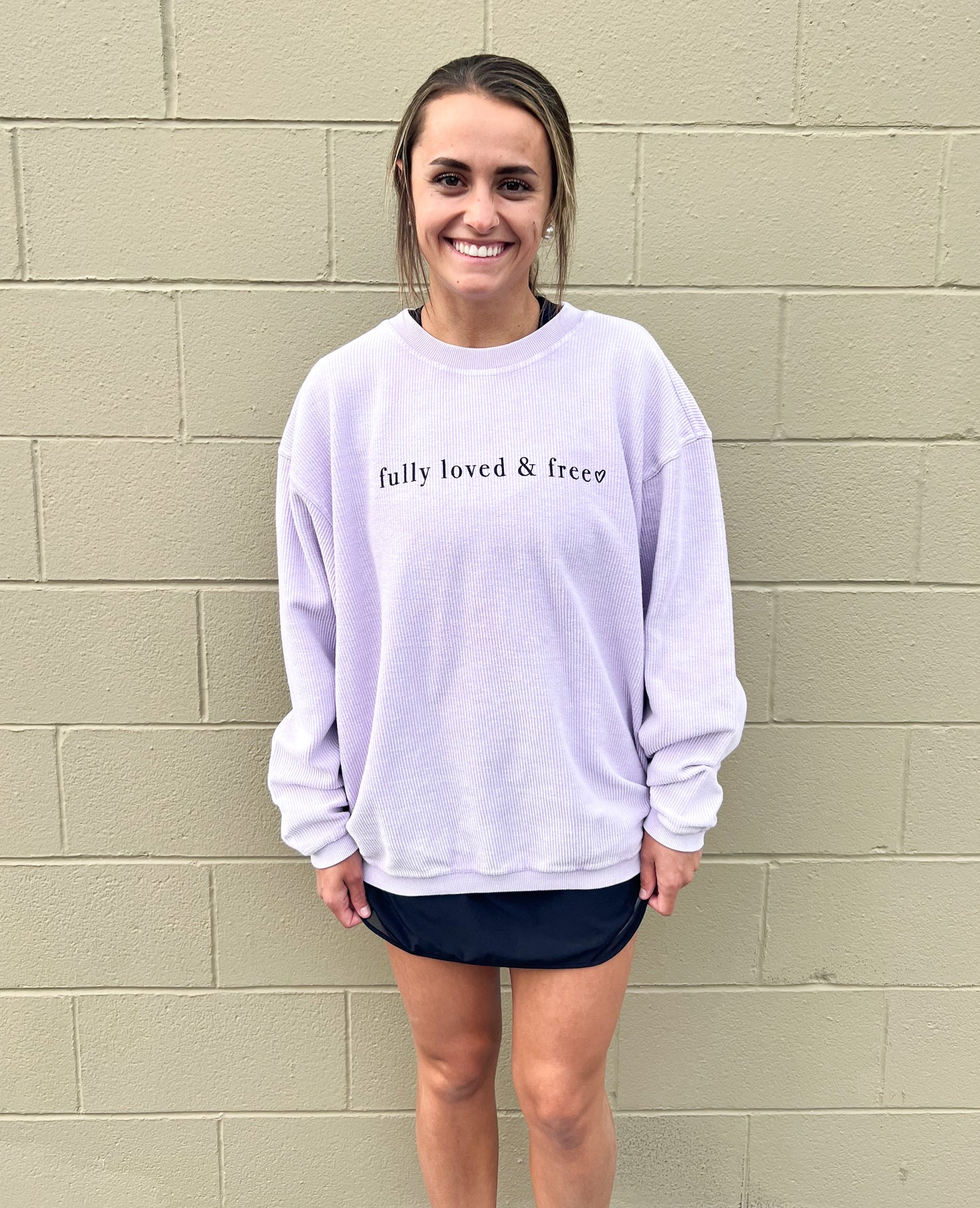 Fully Loved and Free Lilac Corded Crew
