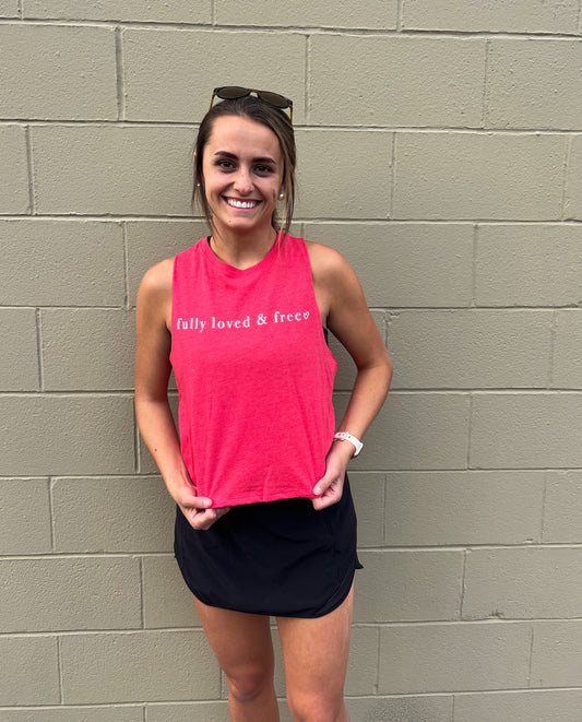 Fully Loved and Free Red Cropped Tank