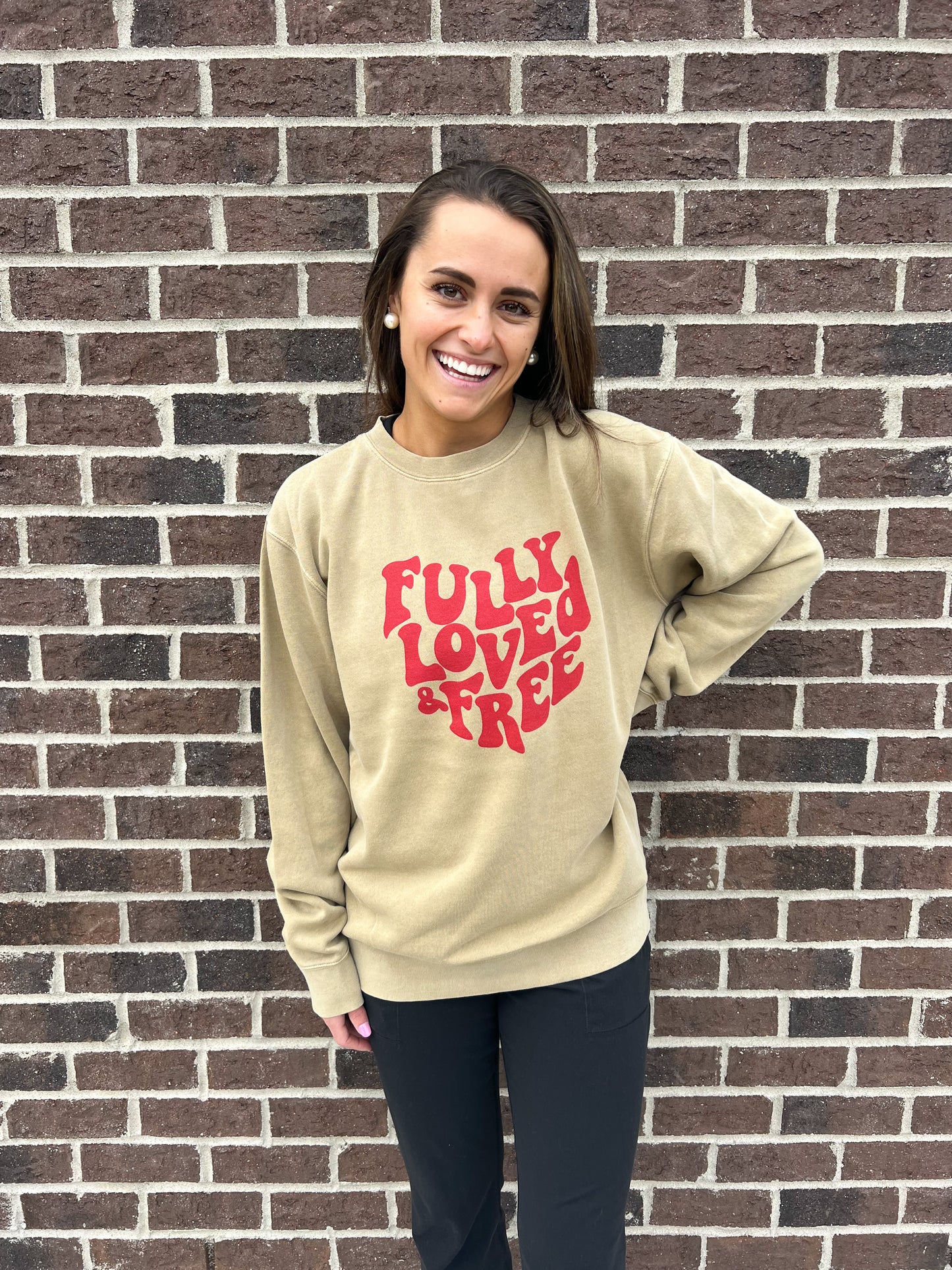 Fully Loved and Free Tan Crew