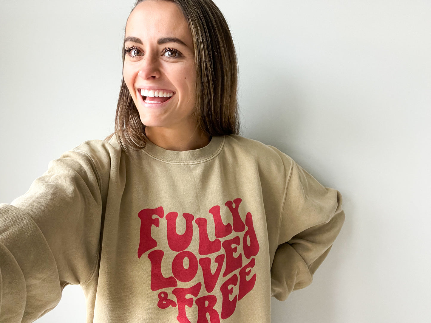 Fully Loved and Free Tan Crew