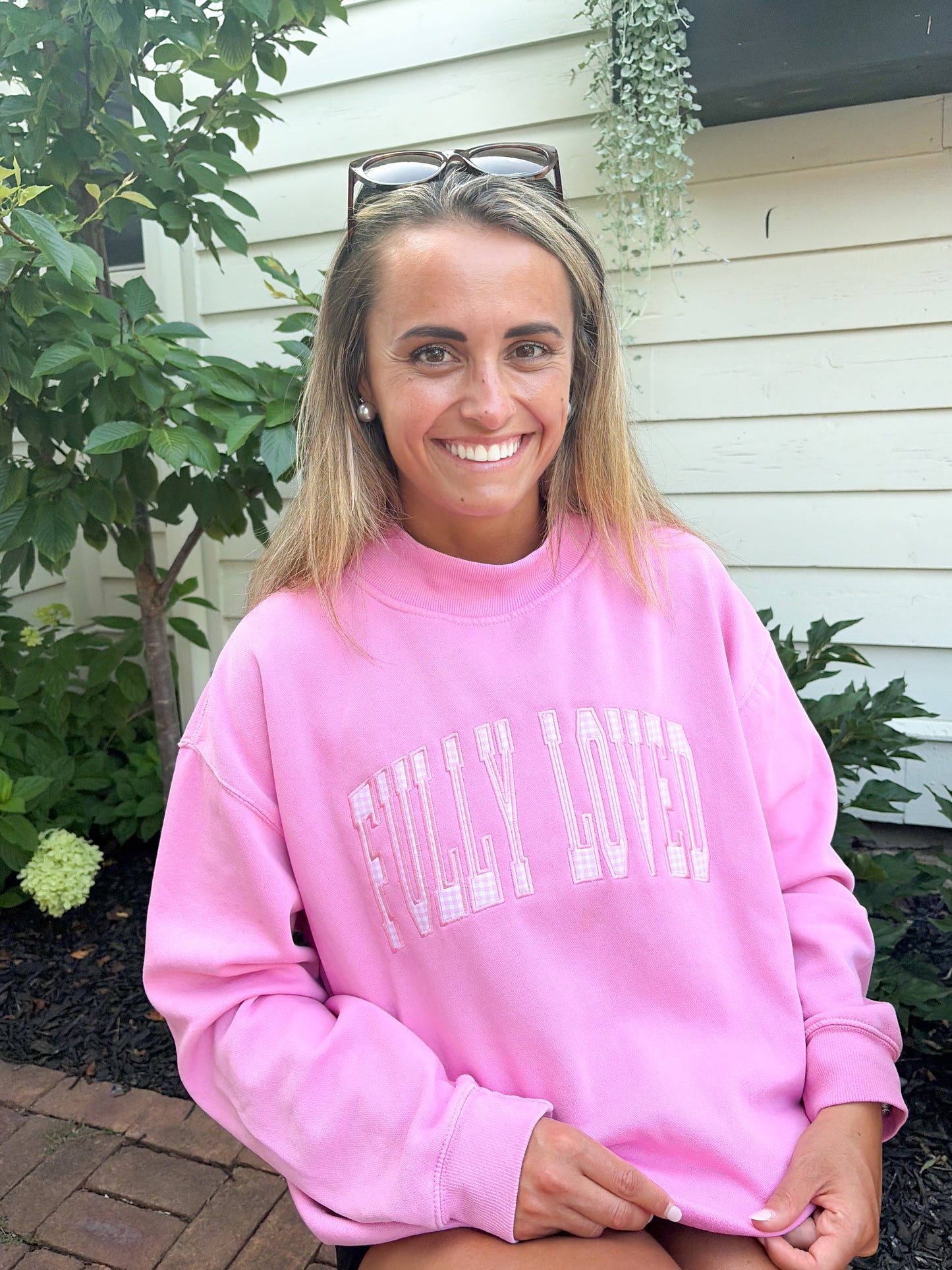 Fully Loved and Free Pink Embroidered Mockneck PREORDER