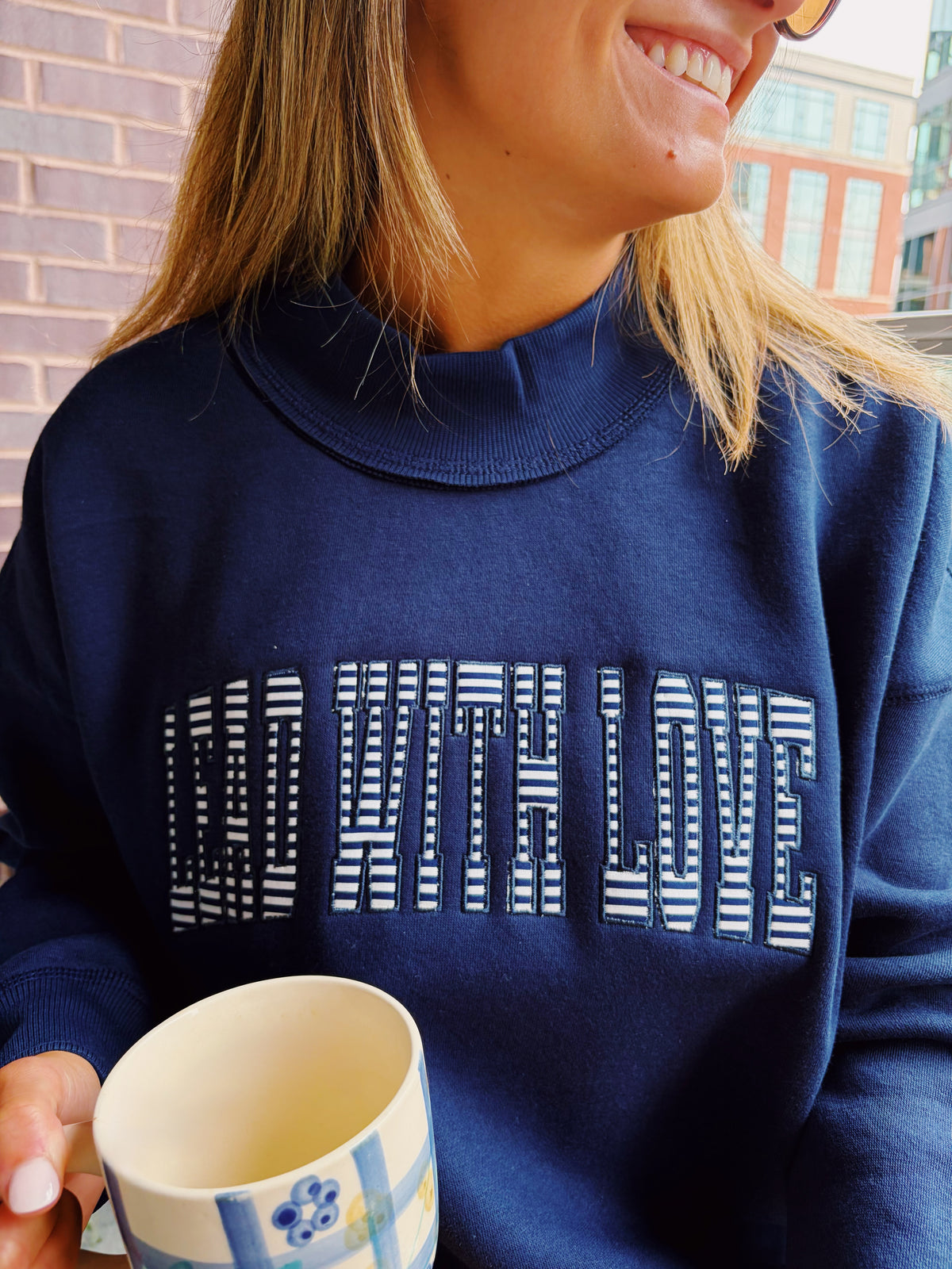 Lead with Love Navy Mockneck